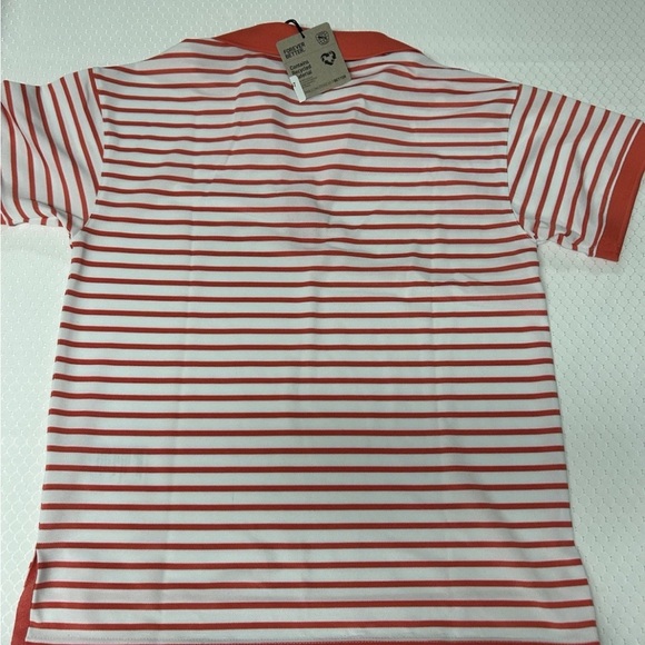 Puma Women's Everyday Striped White Glow/Salmon Pique Polo Shirt Multiple Sizes - Picture 2 of 16